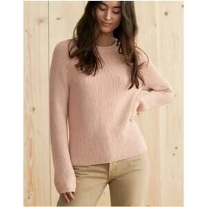 JENNI KAYNE Sz L Large Peach Blush 100% Cotton Fisherman Sweater Pullover